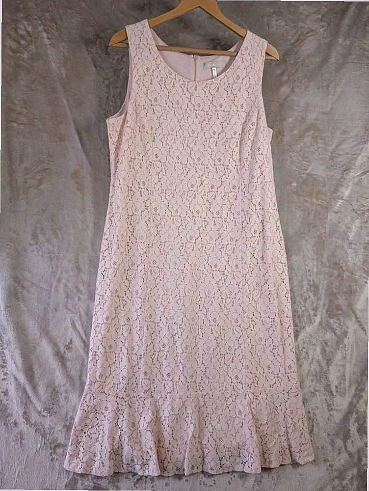 Anthology Damen Shell Pink Spitze Kleid UK 16 Ärmellos Hochzeit Gast Kreuzfahrt SMA
