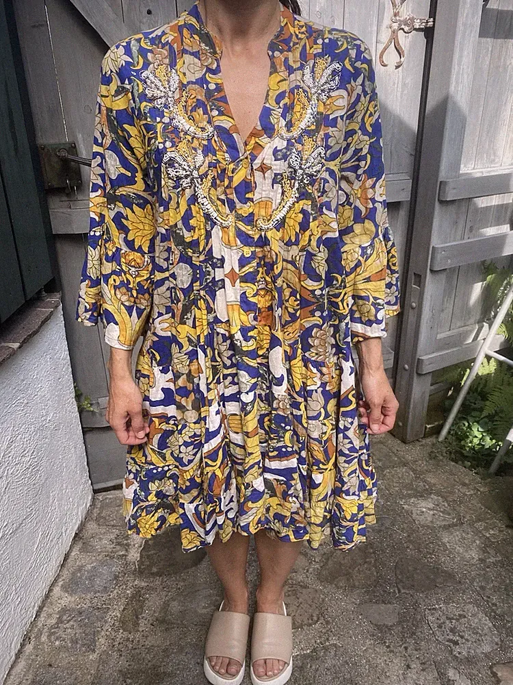 Antica Santoria by Giacomo Cinque Boho Ethno Mini Kleid A Linie Gr. 36 38 40 One
