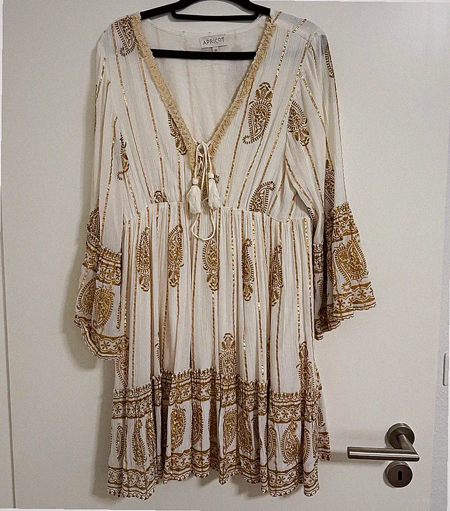 Apricot Damen Boho Kleid Gr M Viskose Paisley Gold Sommer Festival