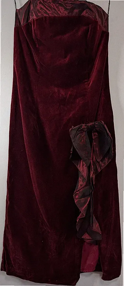 Ariella Kleid Damen UK 16 Burgund Vintage Trägerlos Samt Schleife Cocktail
