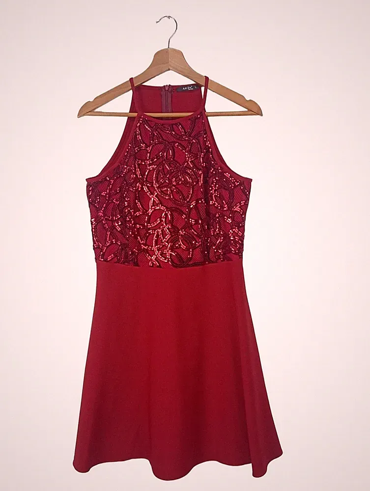 ARIN A-Linien Kleid Damen Kleid Gr. DE 40 rot Casual-Look