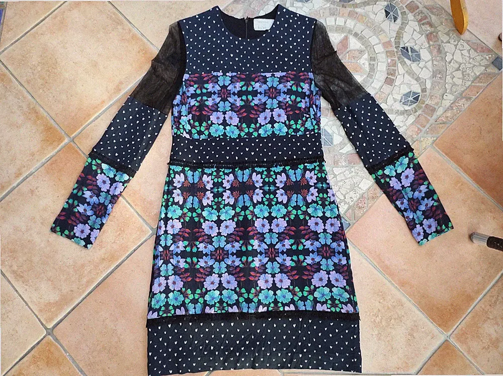 Artelier Nicole Miller Kleid NP 440 € Etuikleid Tunika Bluse M L 38 40 festl.