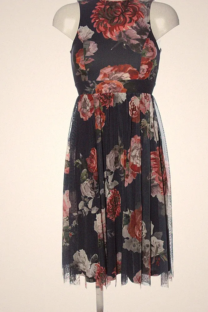 ASOS A-Linien Kleid Damen Kleid Gr. DE 32 blau-pink-weiß Elegant