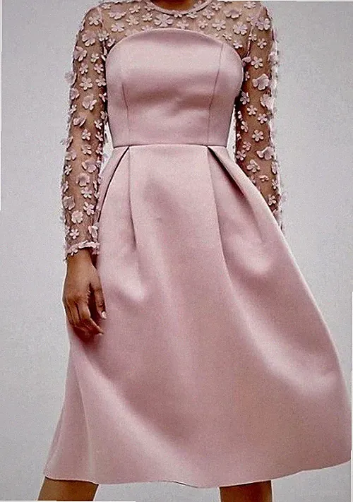 ASOS Damen A-Linie Midi-Kleid Rosa Spitze Blumen, transparente Ärmel, RV