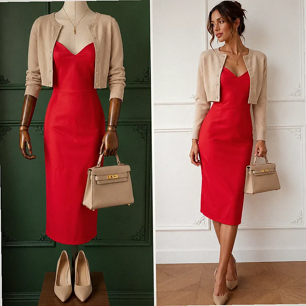 ASOS rotes figurbetontes Midikleid 10 Spaghettiträger Stretch Cocktail Hochzeit Gast
