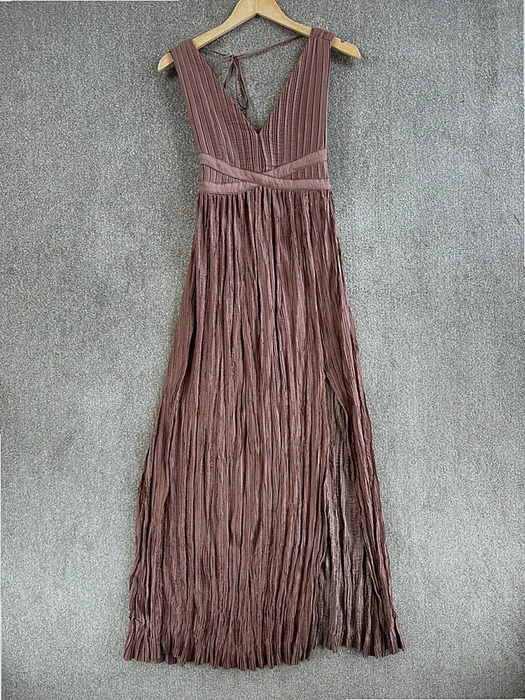 Astr The Label Kleid Damen Größe 8 Mauve Plisse Maxi Anlass Hochzeit Gast