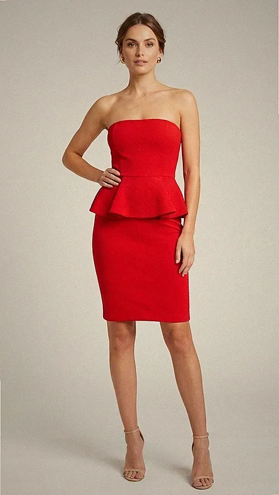 Atemberaubendes, trägerloses Peplum-Minikleid in Königsblau – NEU