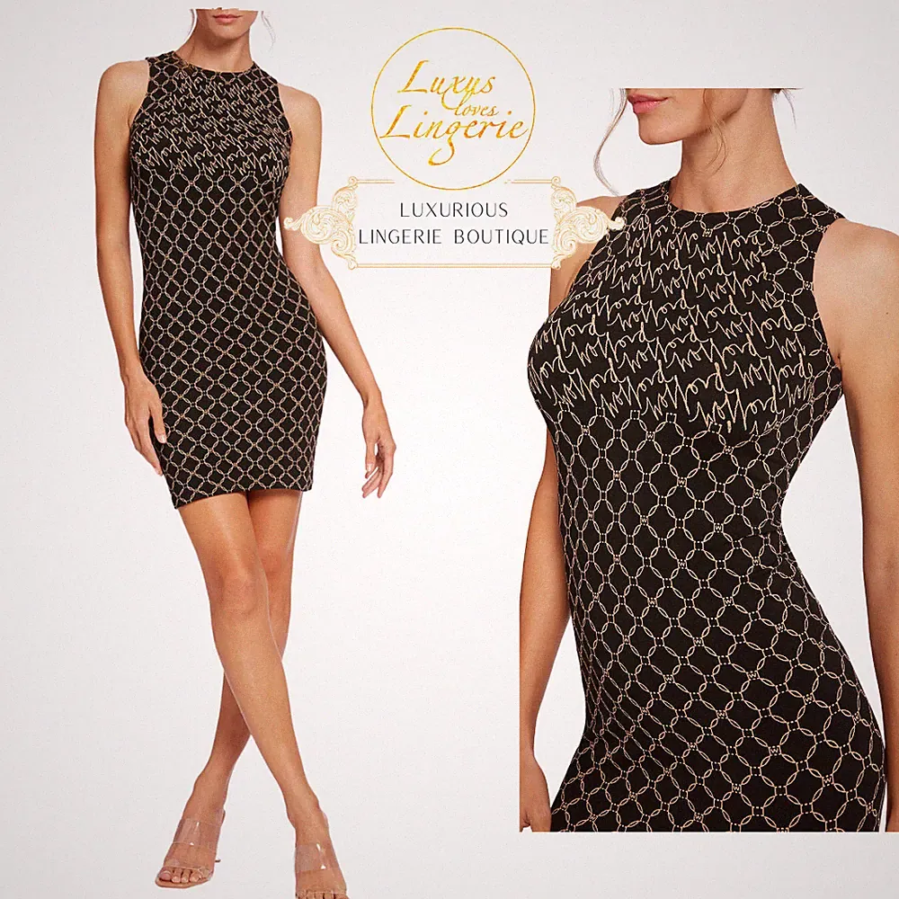 AURORA MONOGRAM DRESS by Wolford XS desert black Etui Kleid Logo Script Design
