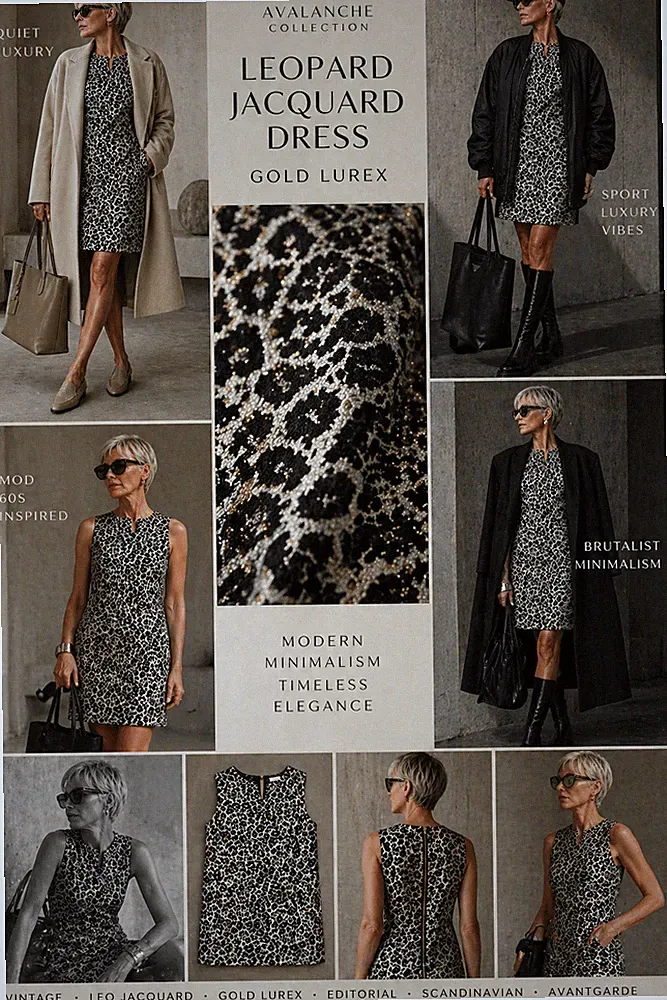Avalanche Collection Leopard Etuikleid Gold Lurex Bouclé Tweed 40 42 Quiet Luxus