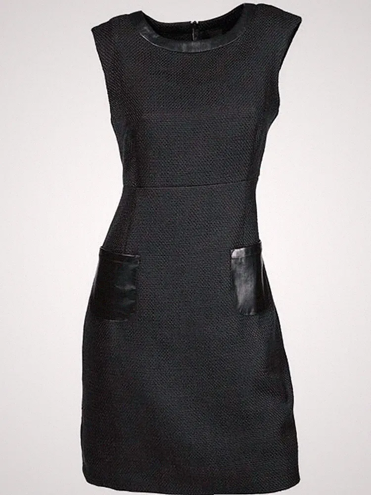 B.C. Best Connections Damen Kleid Etuikleid schwarz Kunstleder figurbetont