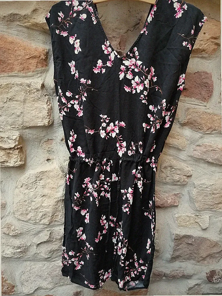 🌸 b. young Bonaparte Viskose Cocktailkleid Damen Gr. 38 schwarz Kirschblüte
