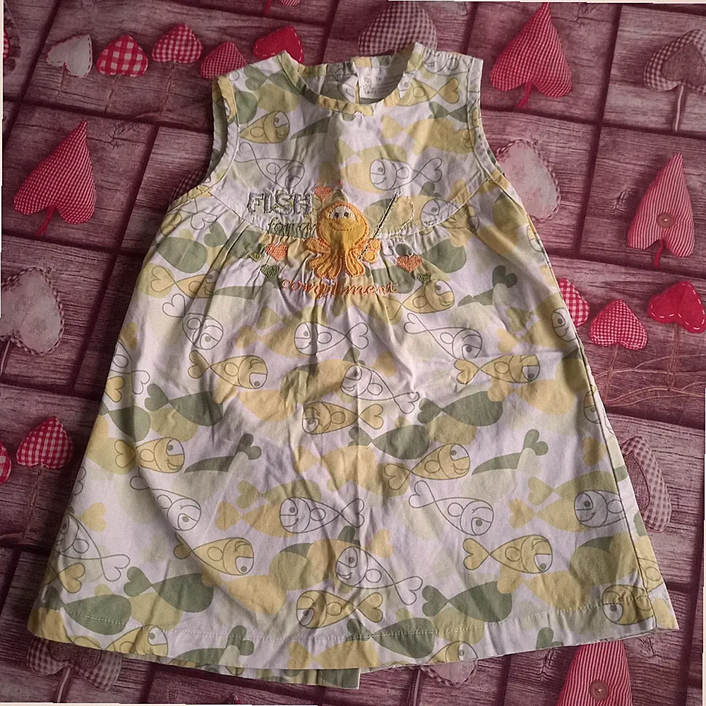 Baby Kleid 74 für 6-9 Monate Fische 100 % Baumwolle Sommer