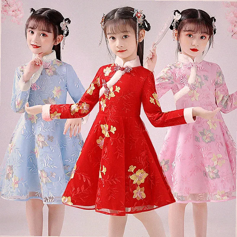 Baby Mädchen gestepptes Cheongsam gepolstertes Qipao Kleid bestickt chinesisches Neujahr