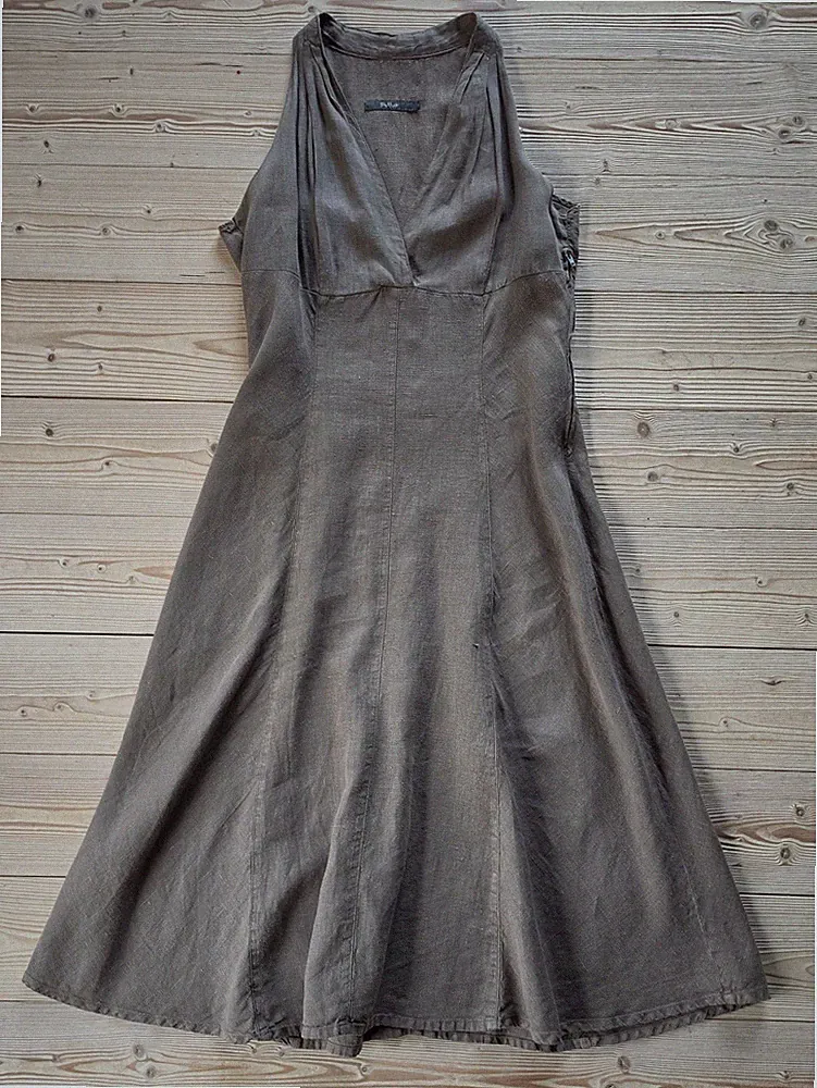 Backstage * Empire-Kleid * 100 % Leinen * Taupe * Gr. 2 (M, 38/40) * A-Linie