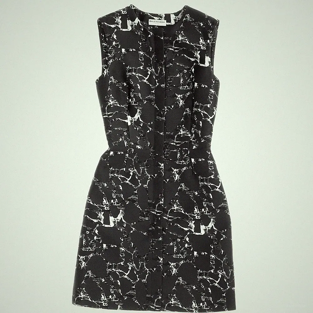 Balenciaga Mini-Etuikleid Mit Jacquard-Print Aus Schwarzer Baumwolle Weiblich