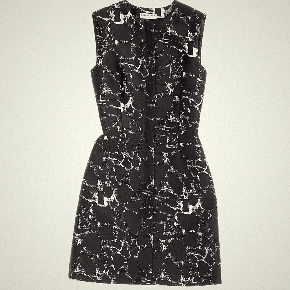 Balenciaga Mini-Etuikleid Mit Jacquard-Print Aus Schwarzer Baumwolle Weiblich