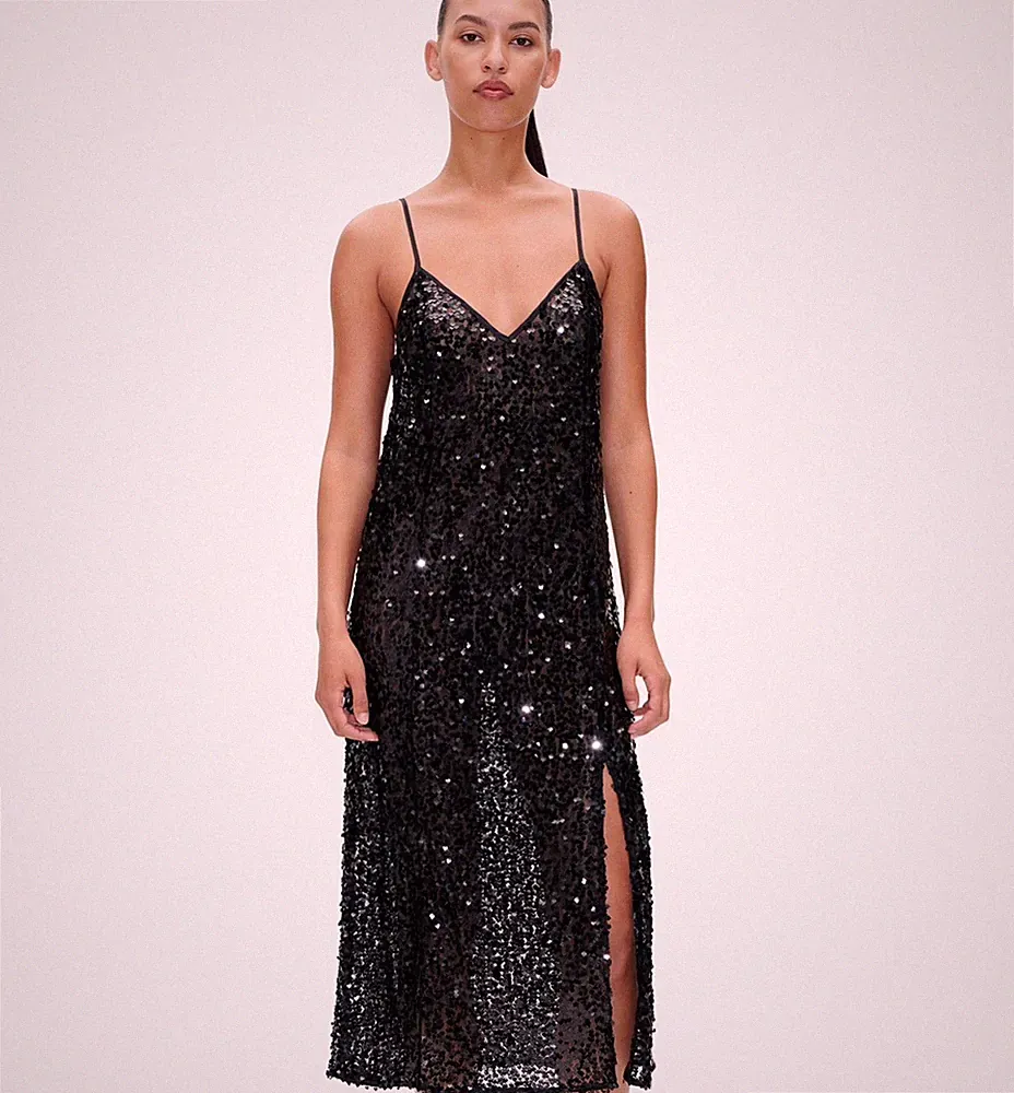 Baum Und Pferdgarten Kleid schwarz Pailletten Midi transparent Größe M UVP209€