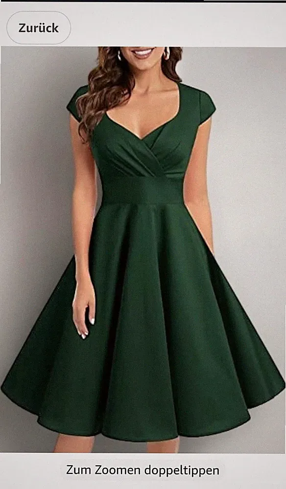 Bbonlinedress Damen A-Linie Midi-Kleid Grün 2XL V-Ausschnitt Kurzarm