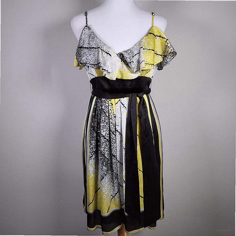 BCBG Ruffle Dress Womens 4 Layered Fairy Whimsical Cocktail Party Wedding Guest