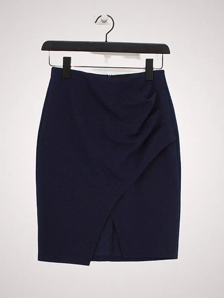 Belle Poque Damen Midi Rock S blau Polyester mit Elasthan, Elasthan A-Linie
