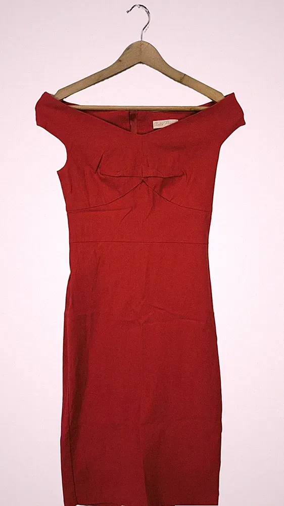 Belle Poque Etuikleid Midikleid Damen Rot Gr. 36 Elegant Viskose