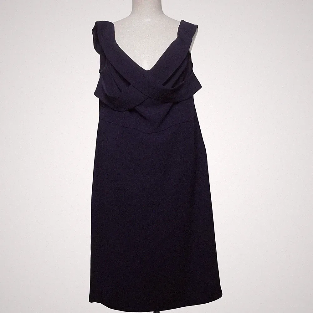 Belle Poque, Kleid, Größe: 2XL, Etuikleid, Schulterfrei, Wickeloptik, Blau #yLK