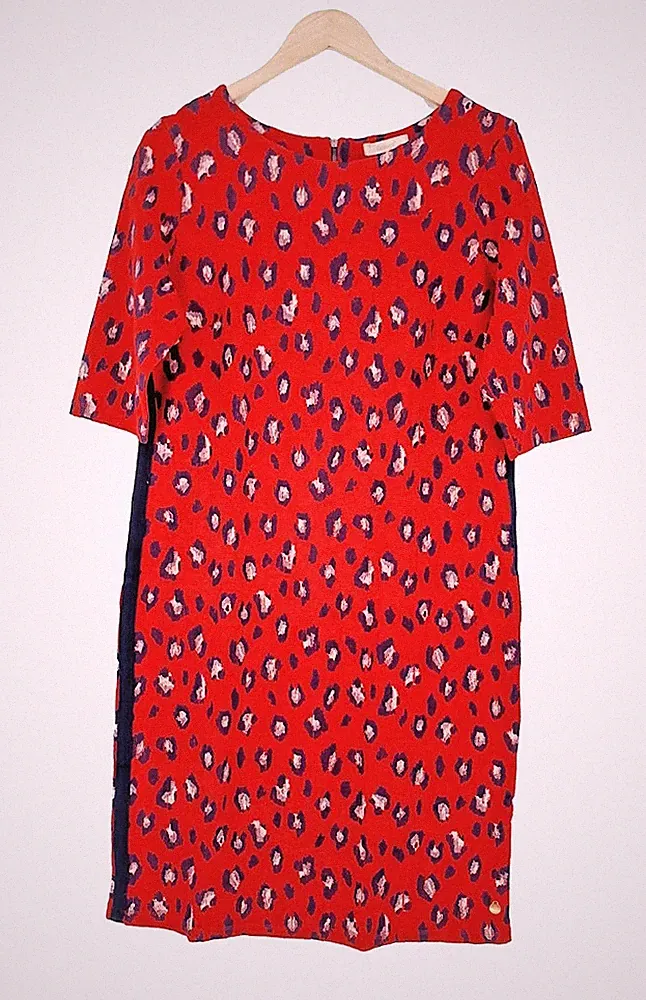 Belloya Damen KLEID Etuikleid Stiefelkleid Leo Muster rot Größe 44 NEU K150