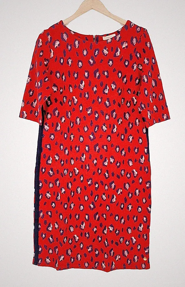 BELLOYA Damen KLEID Etuikleid Stiefelkleid Leo Muster rot Größe 50 NEU K150