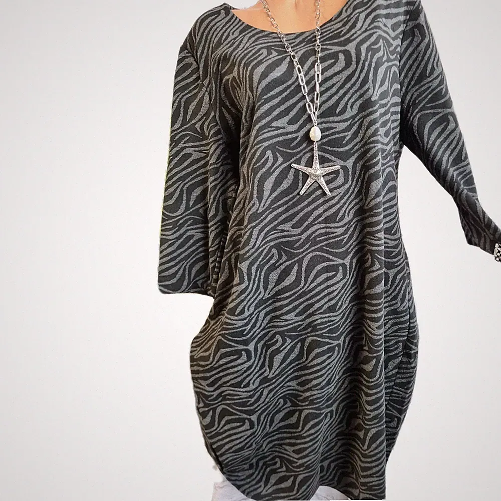 Belloya Kleid Etuikleid Gr. 46 bis 52 schwarz grau (907) Große Größen