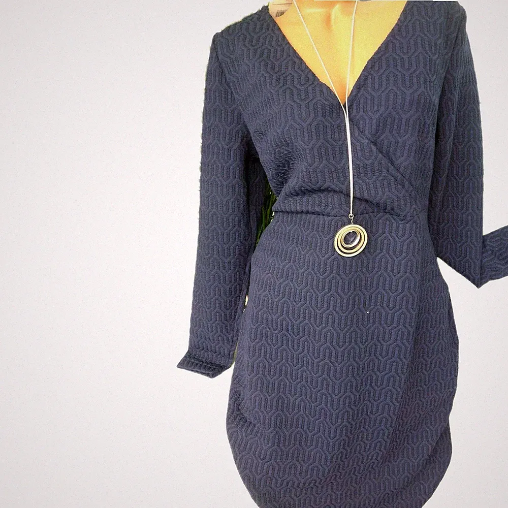 Belloya Kleid Etuikleid Wickelkleid Gr. 44 bis 52 blau (310) Große Größen