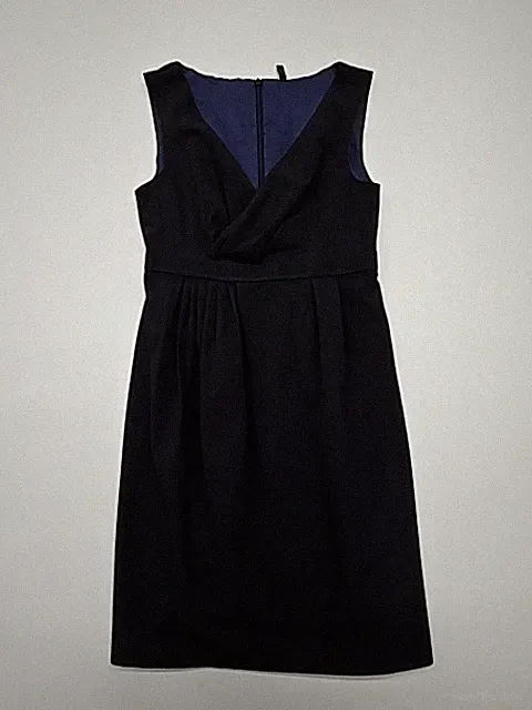 Benetton Kleid Schwarz XS Italy Knielang A-Linie Wasserfallausschnitt