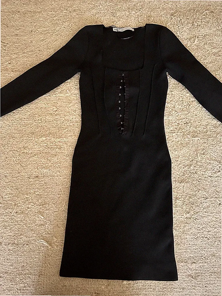 Bershka Damen, Schwarzes Etuikleid, Enganliegend, Größe XS