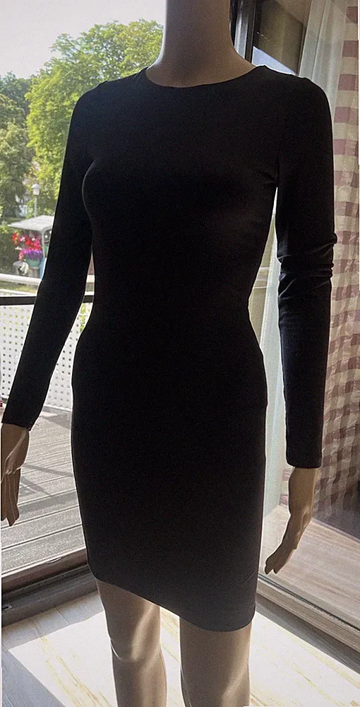 Bershka Etuikleid - black Größe S Minikleid Langärmlig Kurz Kleid