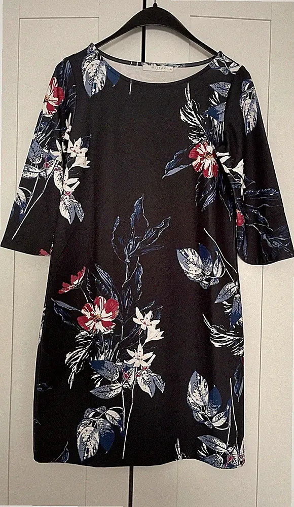 Betty Barclay Kleid Gr. 36, Blau, Blumen, Knielang, Halbarm