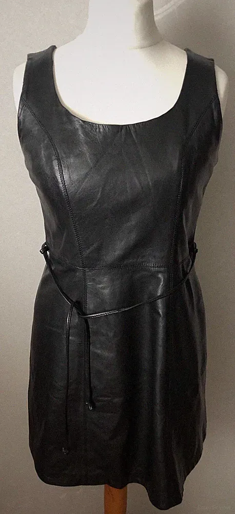 BETTY BARCLAY - weiches ECHTLEDER Kleid SCHWARZ Größe 12