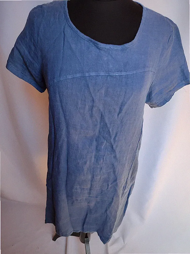Bleifrei Blau Sommer Kleid Reine Leinen Gr M