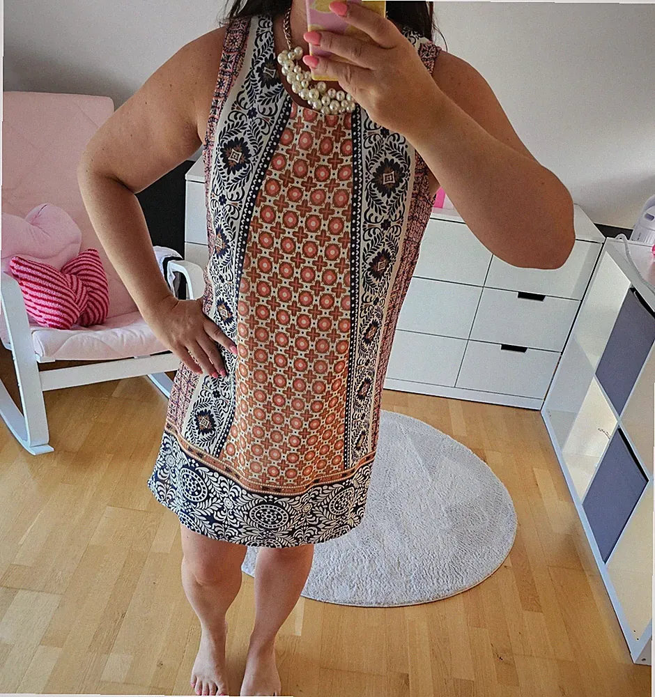 ♥ Blogger Only Etuikleid Sommerkleid Kleid orange blau 40 42 Aztek Ethno Boho ♥