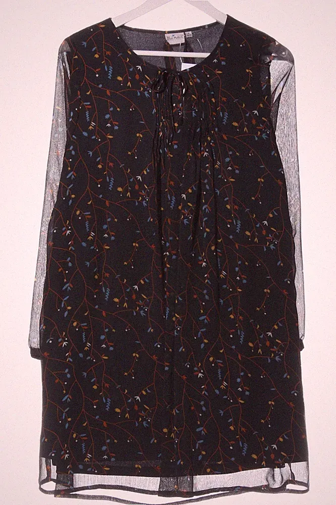 BLUE MOTION A-Linien Kleid Damen Kleid Gr. DE 36 schwarz-braun-blau Elegant