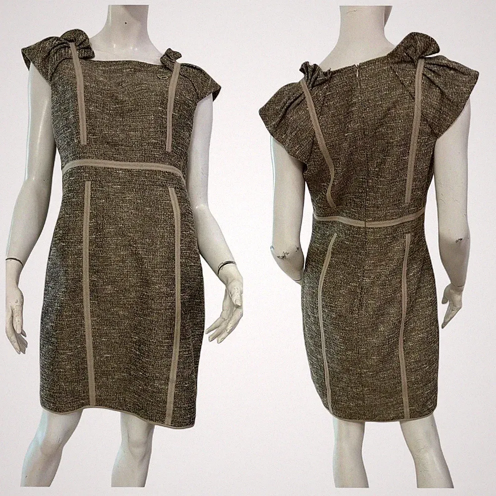 BLUGIRL FOLIES Kleid Dress beige gold gepunktet Lurex Gr. IT 44