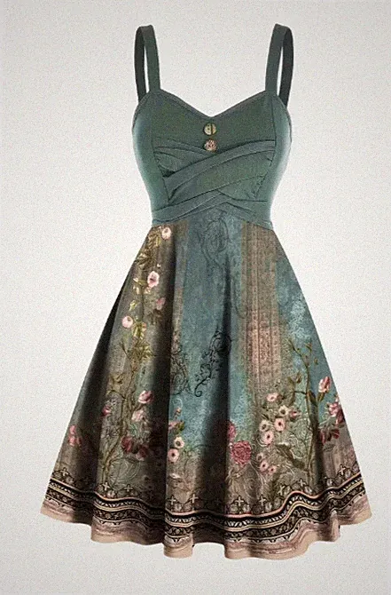 Blumenmuster Kreuzträger Bustierkleid, elegante, ärmellos, Sweetheart-Ausschnitt