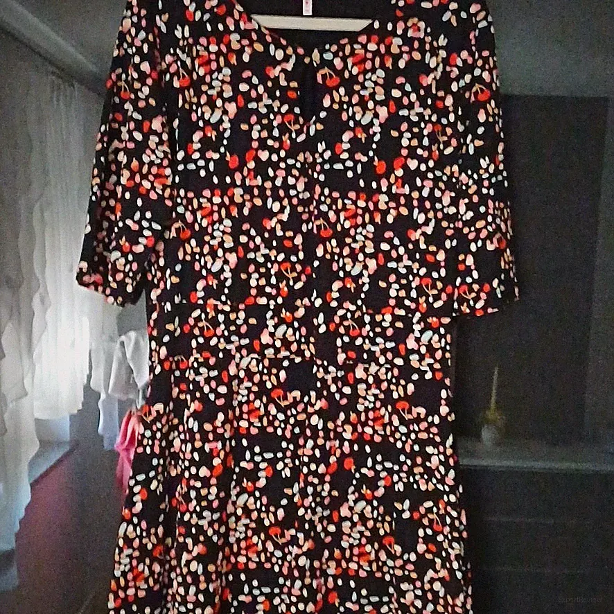 Blutsgeschwister Damen Kleid A-Linie Tupfen schwarz rot weiß 3/4-Arm XL