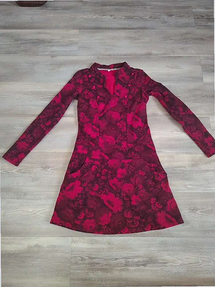 Blutsgeschwister Kleid Gebraucht Super Zustand Rot Schwarz Geblümt A Linie