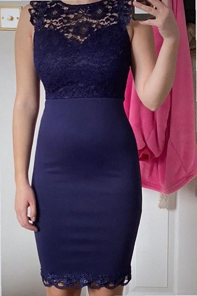 BNWT Lipsy Navy Pencil Dress 18 Lace Top Bodycon Occasion Party Wedding Guest