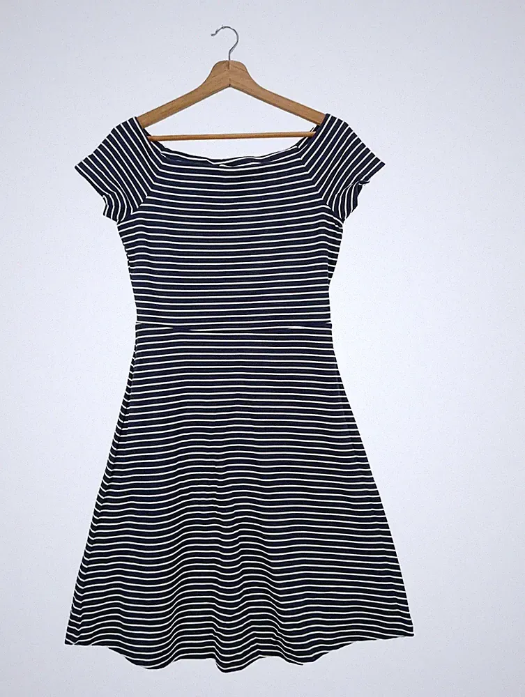BODEN A-Linien Kleid Damen Kleid Gr. DE 34 dunkelblau-weiß Casual-Look