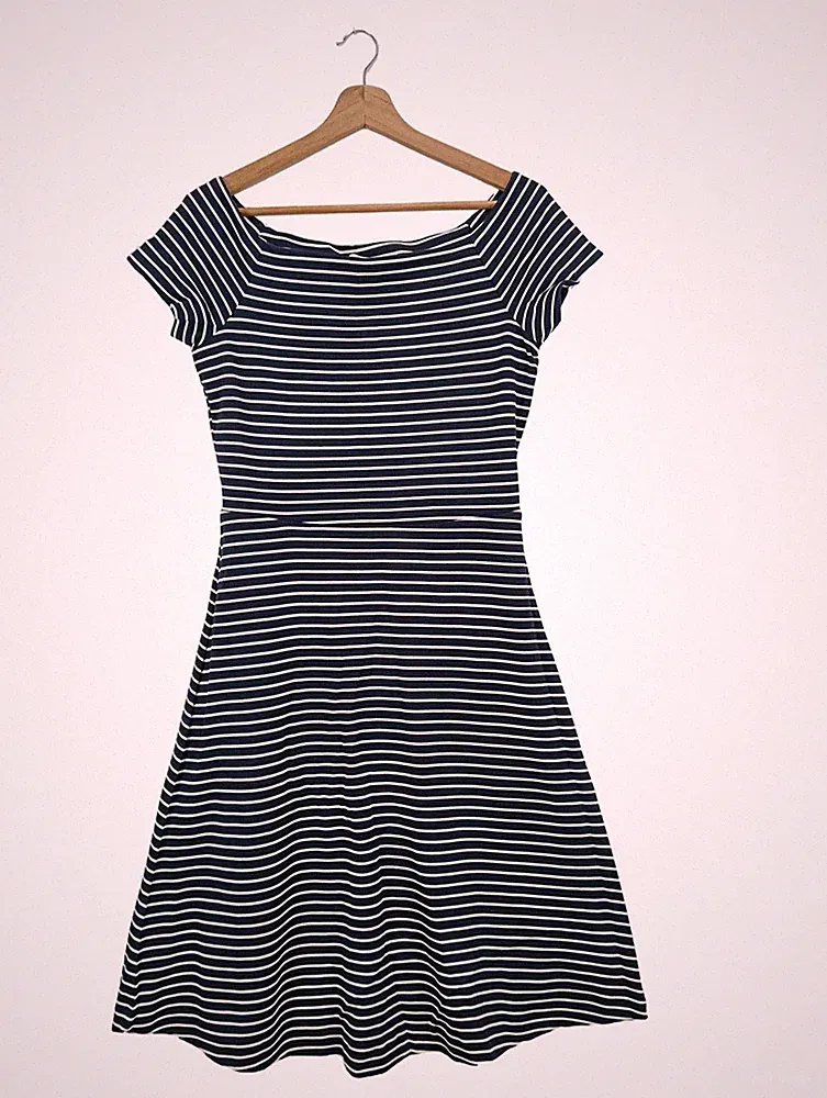 BODEN A-Linien Kleid Damen Kleid Gr. DE 34 dunkelblau-weiß Casual-Look
