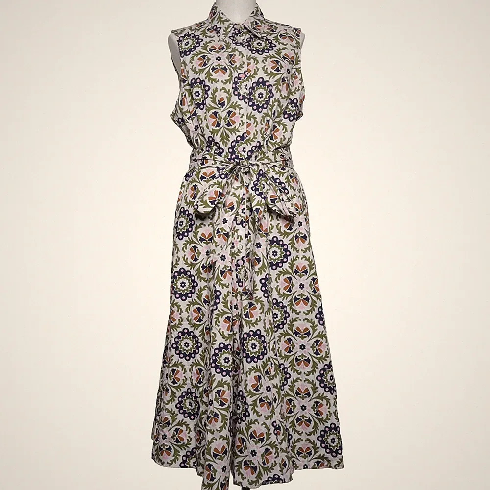 Boden, Blusenkleid, Größe: 44, A-Linie, Weiß/Mehrfarbig, Baumwolle #7Rf