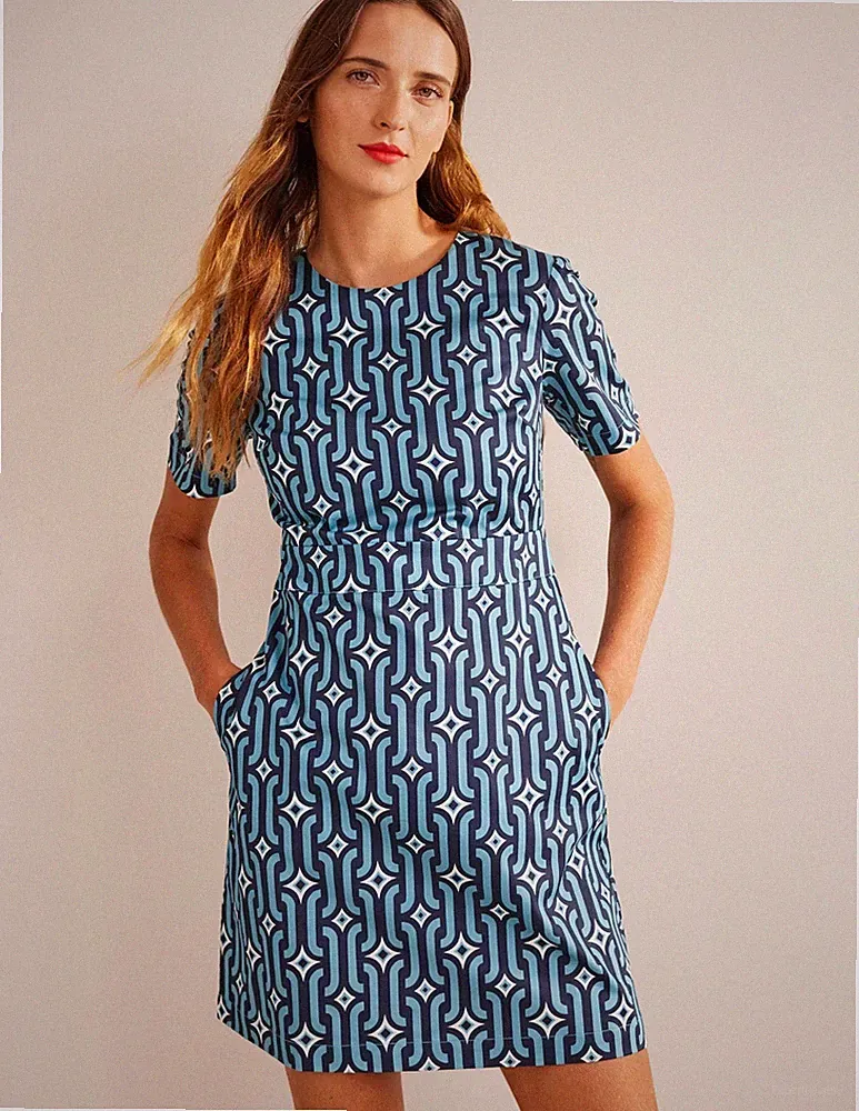 Boden - Cotton Mini Shift Dress - Kleid Etuikleid Taschen NEU - UK 10 L EU 38