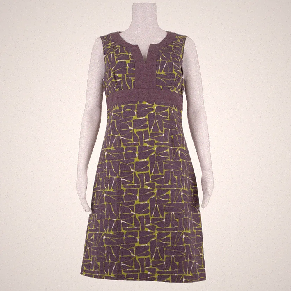 BODEN Damen A-Line Kleid Lila Crazy Pattern Ärmellos Knielang UK 10