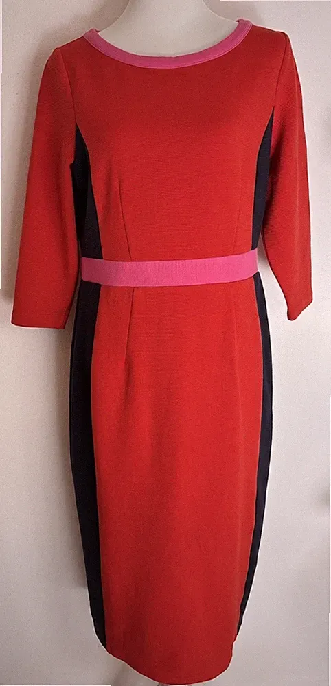 Boden Damen Etuikleid Kleid Rot Halbarm Gr. 44