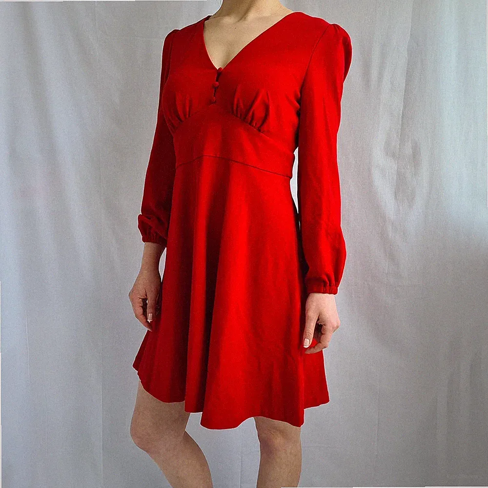Boden Damen Kleid Größe UK 10 EU 36 Small A-Linie V-Ausschnitt Puffärmel Rot